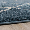 Hoogpolig vloerkleed - Grand Lines Blauw/Creme