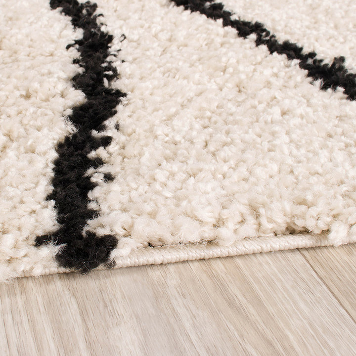 Hoogpolig vloerkleed - Grand Wire Creme/Zwart - 3