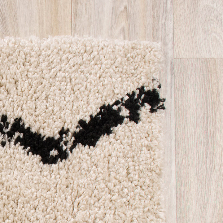 Hoogpolig vloerkleed - Grand Moves Creme/Zwart - 3