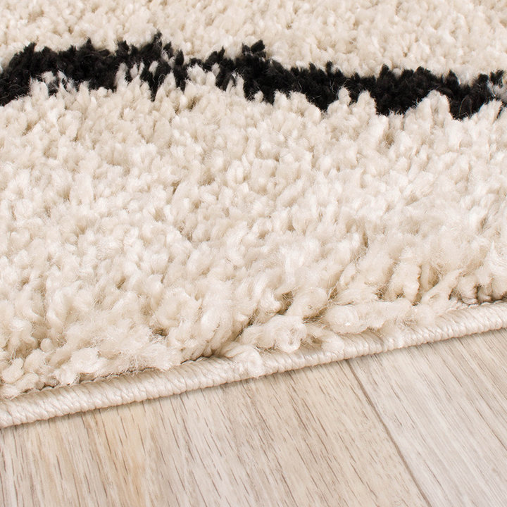 Hoogpolig vloerkleed - Grand Moves Creme/Zwart - 4