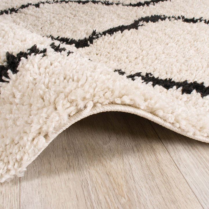 Hoogpolig vloerkleed - Grand Moves Creme/Zwart - 5