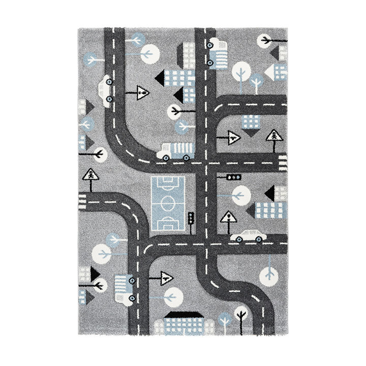 Kindervloerkleed - Atlantisch Autoweg Zilver - 1