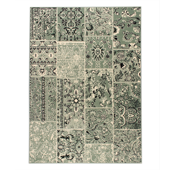 Vintage vloerkleed - Wonder Patchwork Groen/Zwart - 1