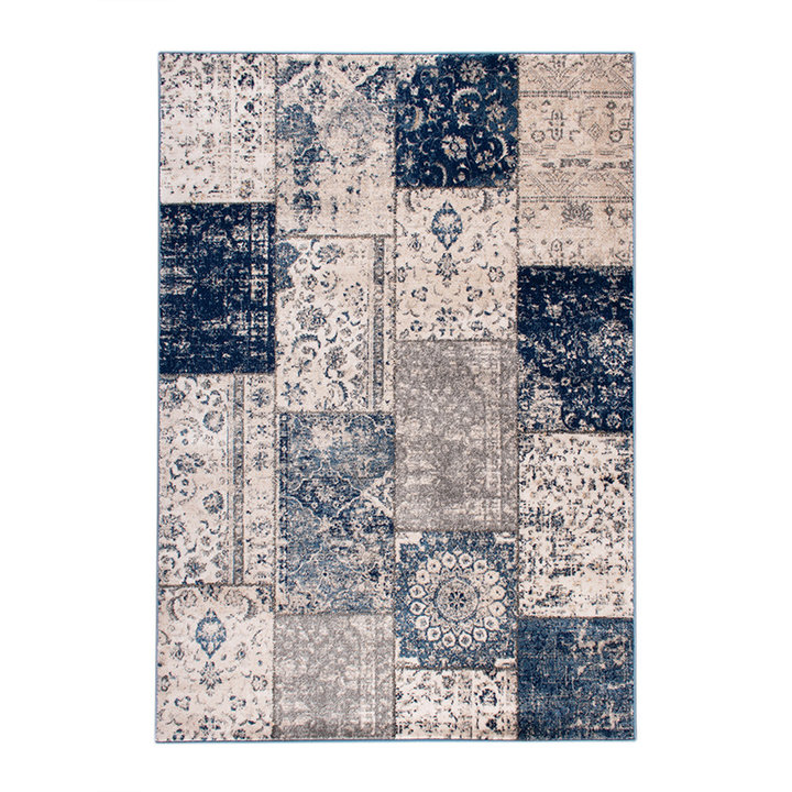 Patchwork vloerkleed - Deep Blauw - 1