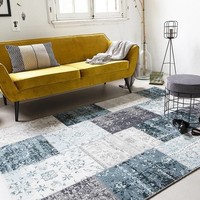 Vintage vloerkleed - Patchwork Grijs/Blauw