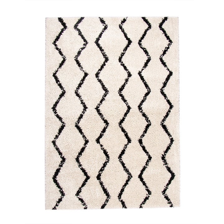 Hoogpolig vloerkleed - Grand Moves Creme/Zwart - 1