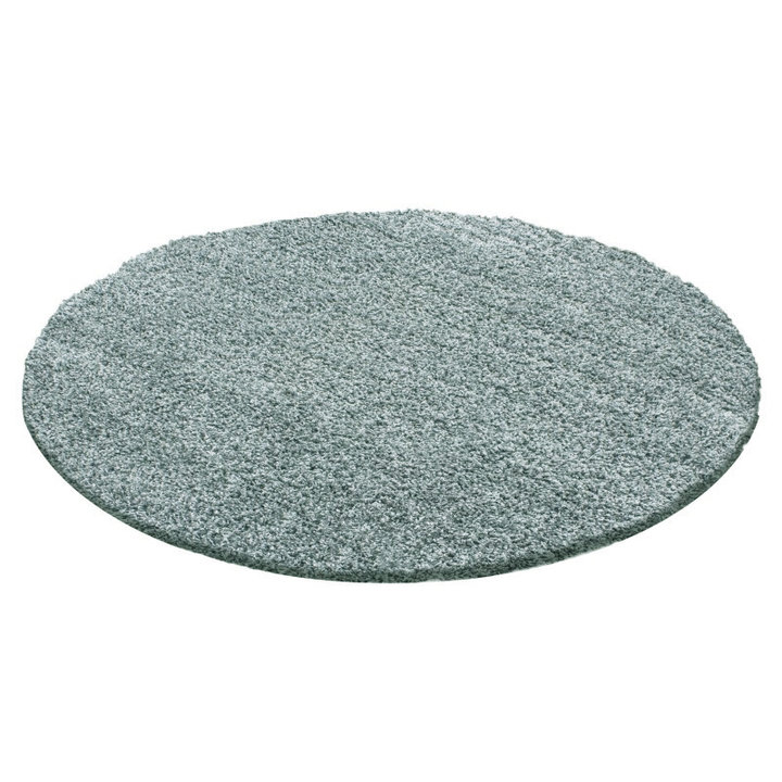 Rond Hoogpolig vloerkleed - Solid Blauw/Groen - 1