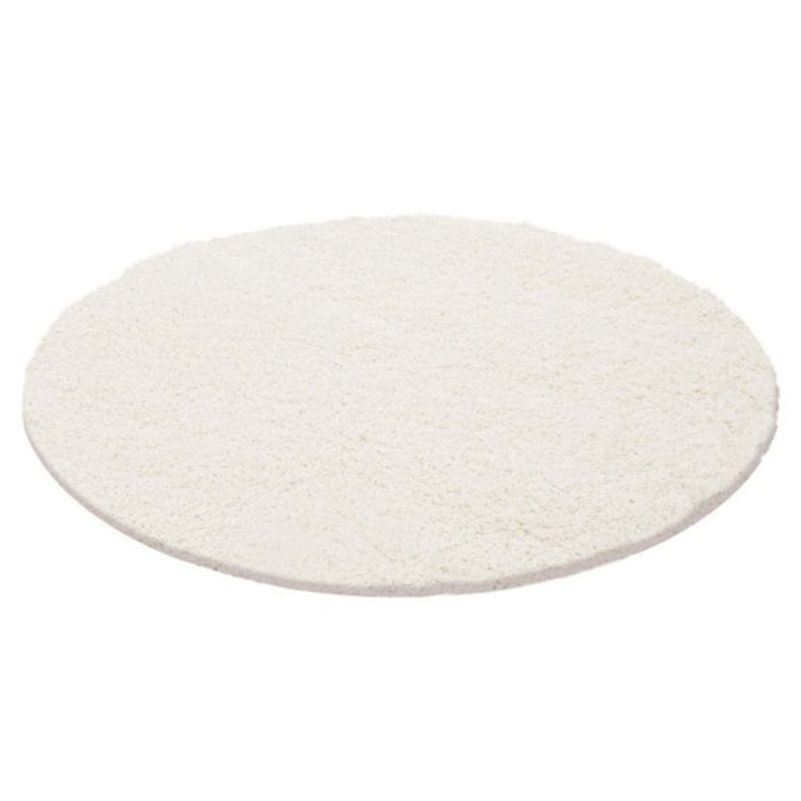 Rond Hoogpolig vloerkleed - Solid Wit  - 1