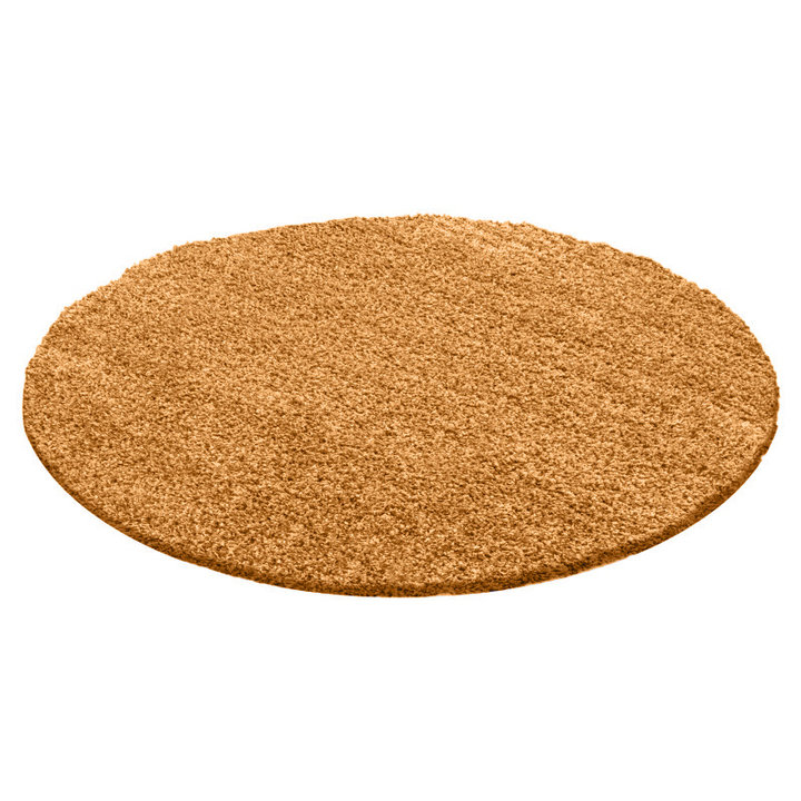 Rond Hoogpolig vloerkleed - Solid Geel - 1