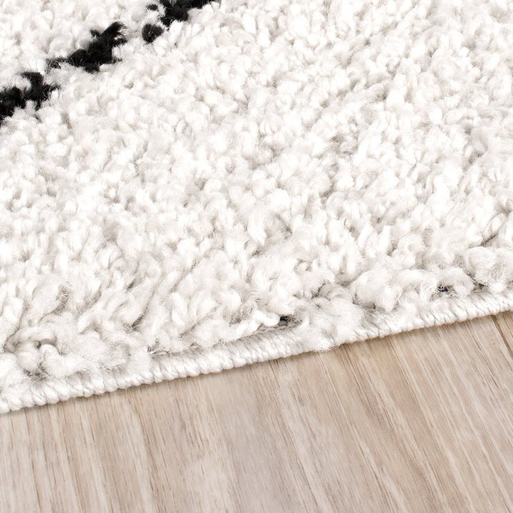 Hoogpolig vloerkleed - Grand Lines Creme/Zwart - 7