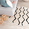Rond hoogpolig vloerkleed - Grand Wire Weave Creme/Zwart