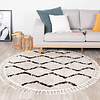Rond hoogpolig vloerkleed - Grand Wire Weave Creme/Zwart