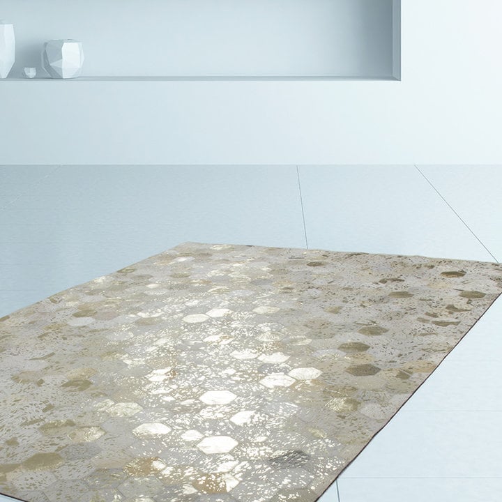 Leren vloerkleed - Soul 210 Ivoor/Goud - 5