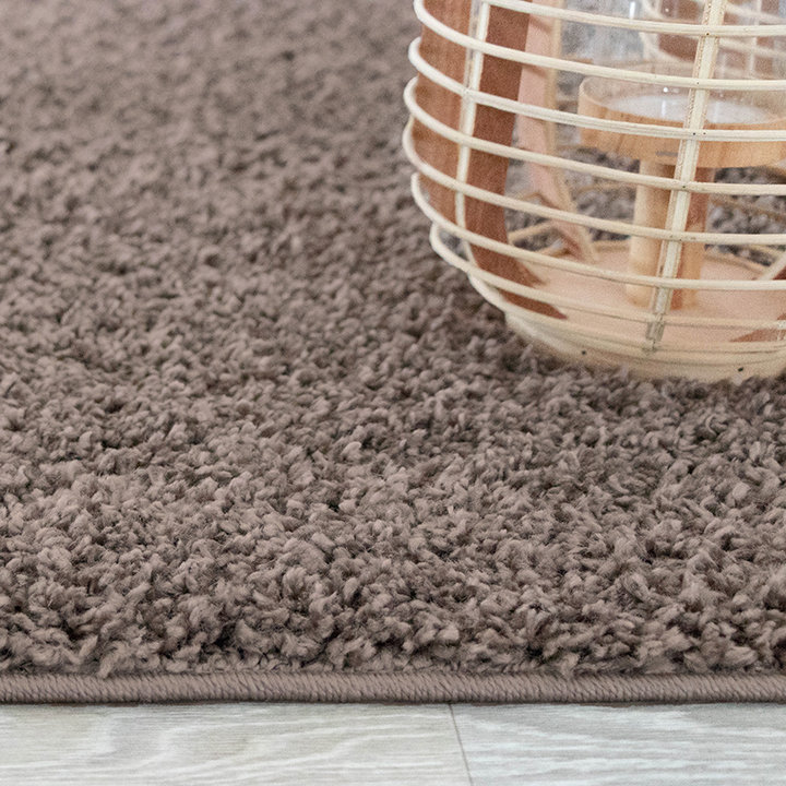 Rond hoogpolig vloerkleed - Lofty Taupe - 4