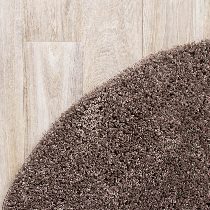 Rond hoogpolig vloerkleed - Lofty Taupe - 5