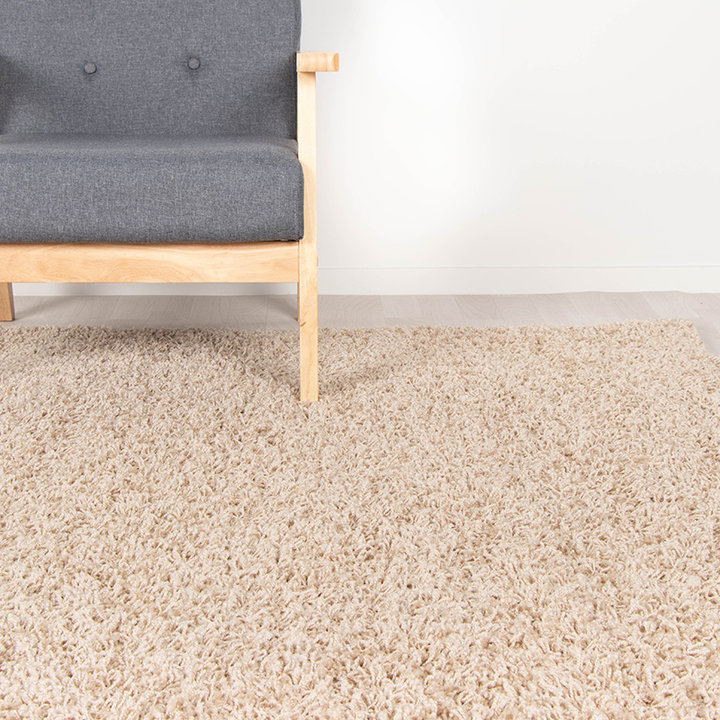 Rond Hoogpolig vloerkleed - Solid Beige - 4