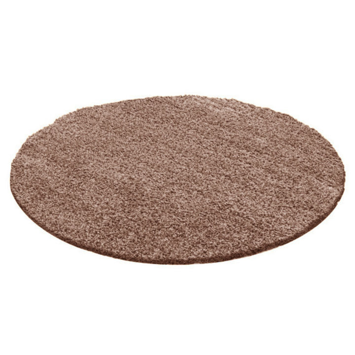 Rond Hoogpolig vloerkleed - Solid Taupe - 1