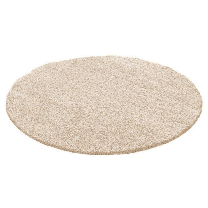 Rond Hoogpolig vloerkleed - Solid Beige - 1