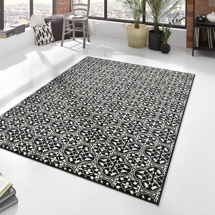Laagpolig vloerkleed - Gloria Pattern Zwart