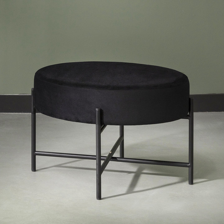 Velvet poef – Mesa Zwart