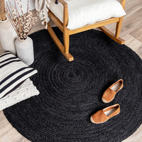 Jute vloerkleed - Fair Rond zwart