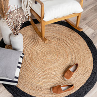 Jute vloerkleed - Fair Rond naturel/zwart