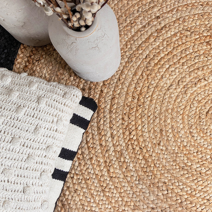 Jute vloerkleed - Fair Rond Naturel/Zwart - 3