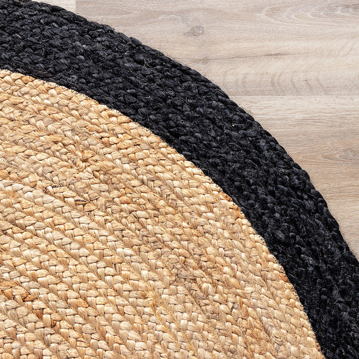 Jute vloerkleed - Fair Rond Naturel/Zwart - 4