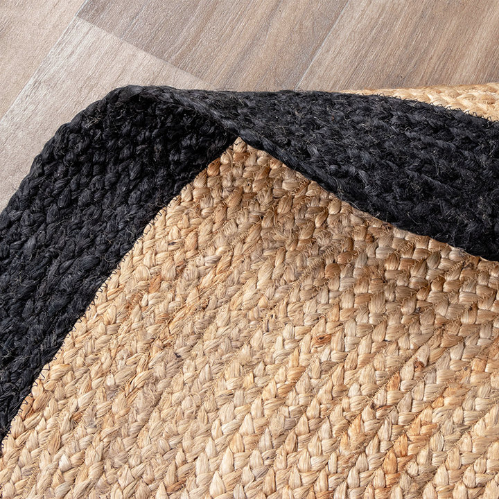 Jute vloerkleed - Fair Rond Naturel/Zwart - 5