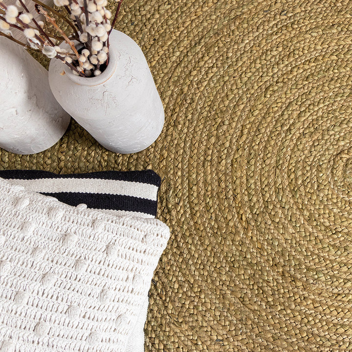 Jute vloerkleed - Fair Rond Groen - 3