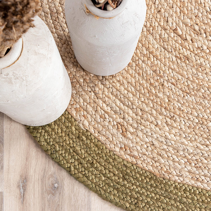 Jute vloerkleed - Fair Rond Naturel/Groen - 3