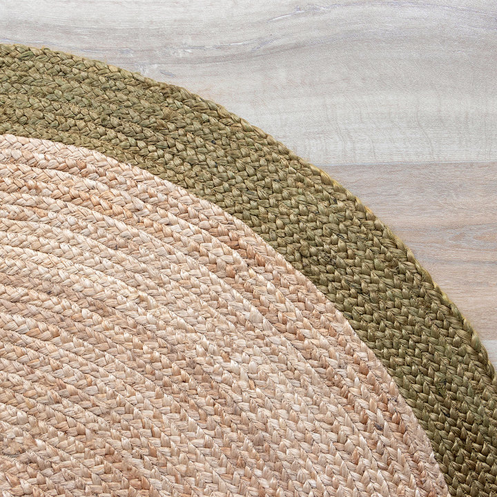 Jute vloerkleed - Fair Rond Naturel/Groen - 4