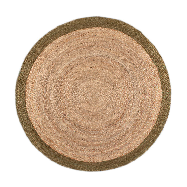 Jute vloerkleed - Fair Rond Naturel/Groen - 1