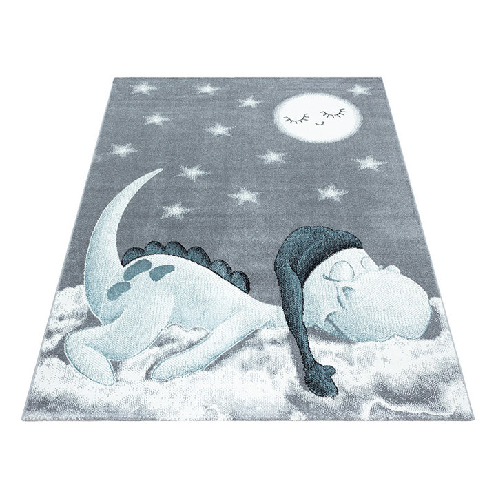 Kindervloerkleed - Bambi Dino Blauw - 1