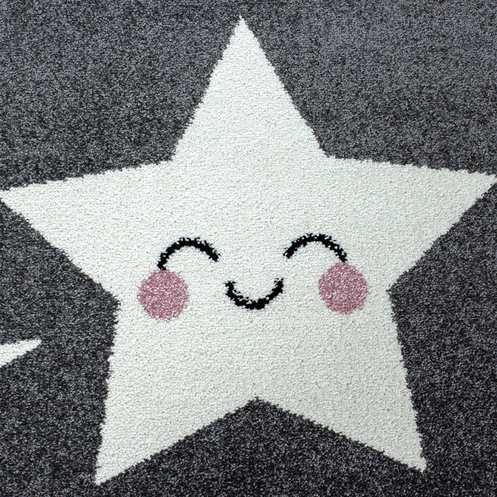 Rond Kindervloerkleed - Anna Sterren Grijs - 1