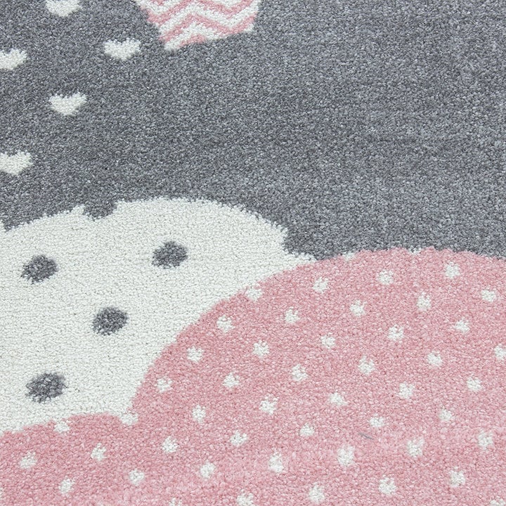Rond Kindervloerkleed - Bambi Wolken Roze - 1