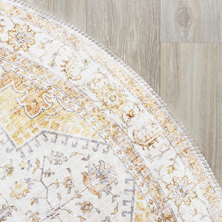Rond Vintage vloerkleed - Lago Geel - 3