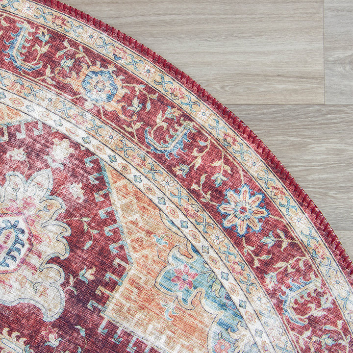 Rond Vintage vloerkleed - Azara Rood - 3