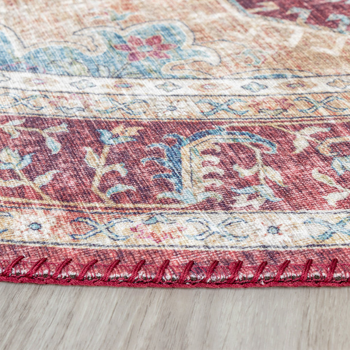 Rond Vintage vloerkleed - Azara Rood - 4