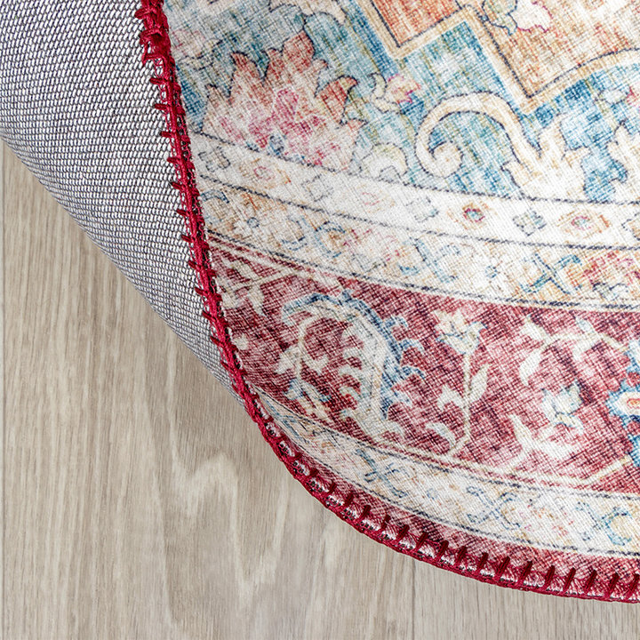 Rond Vintage vloerkleed - Azara Rood - 5