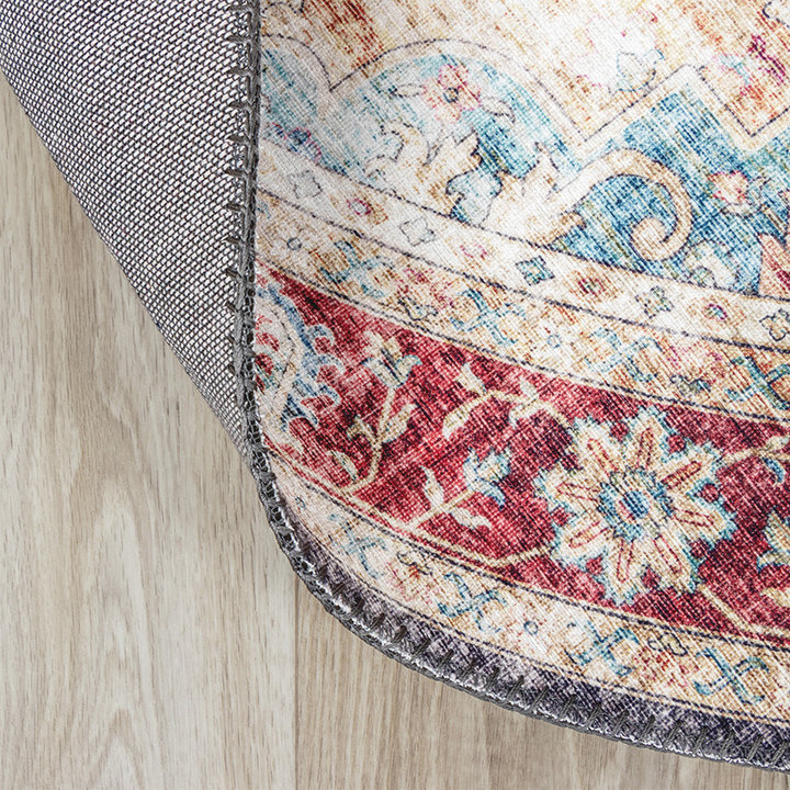 Rond Vintage vloerkleed - Azara Blauw/Rood - 5