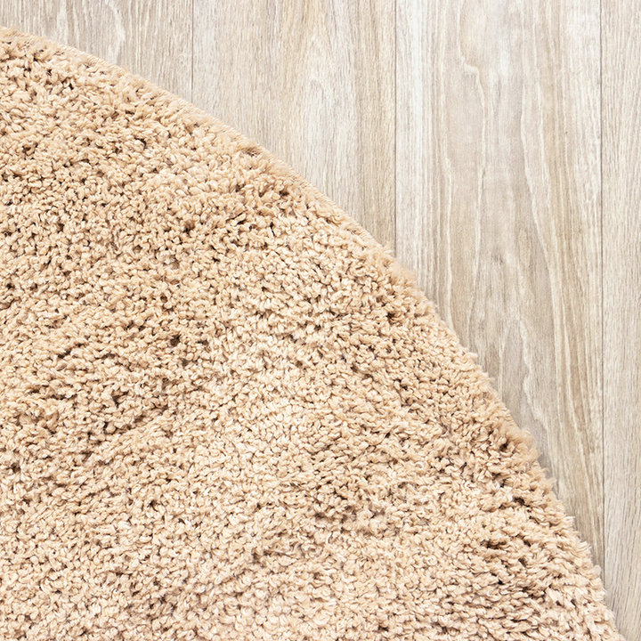 Rond hoogpolig vloerkleed - Lofty Beige - 5
