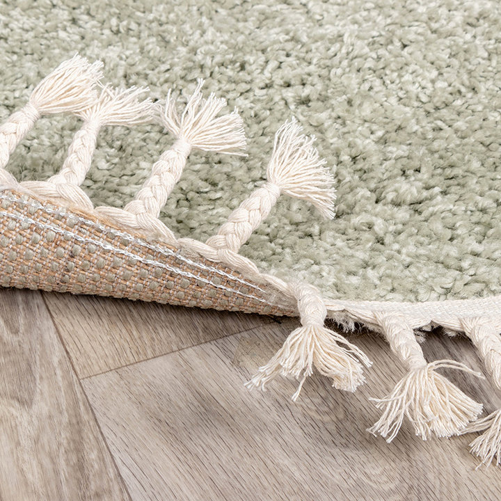 Rond hoogpolig vloerkleed - Lofty Fringe Mint  - 4
