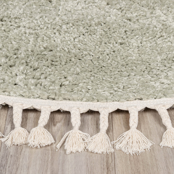 Rond hoogpolig vloerkleed - Lofty Fringe Mint  - 5