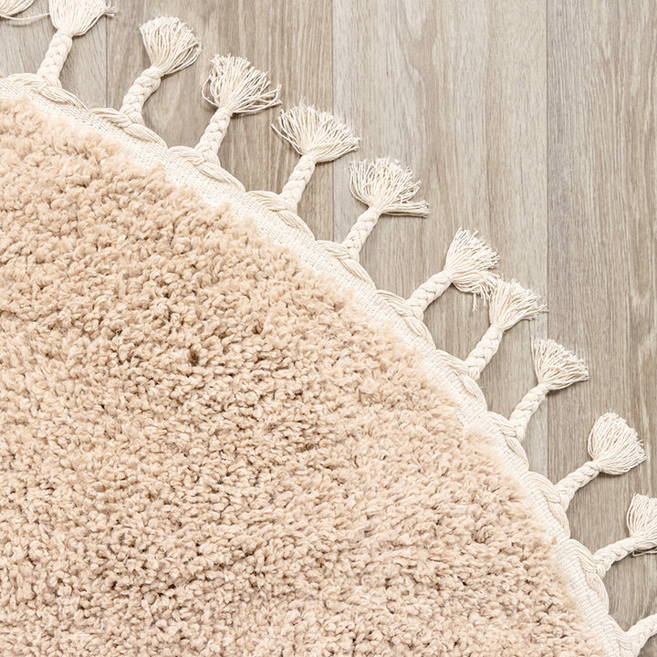 Rond hoogpolig vloerkleed - Lofty Fringe Beige - 3