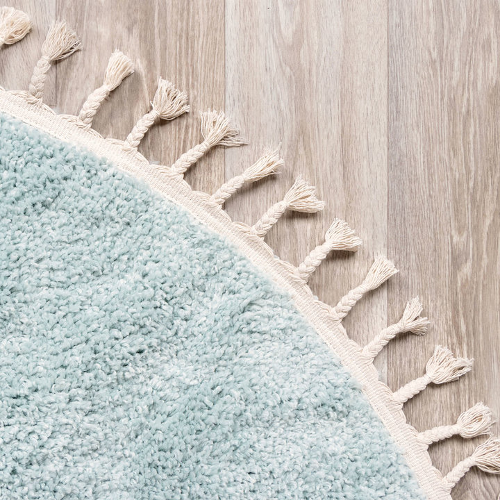 Rond hoogpolig vloerkleed - Lofty Fringe Lichtblauw - 3