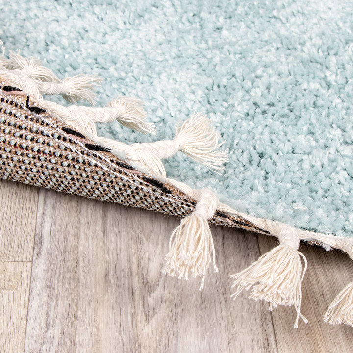 Rond hoogpolig vloerkleed - Lofty Fringe Lichtblauw - 5