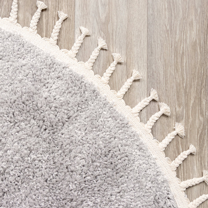 Rond hoogpolig vloerkleed - Lofty Fringe Licht Grijs - 3