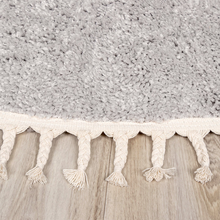 Rond hoogpolig vloerkleed - Lofty Fringe Licht Grijs - 4