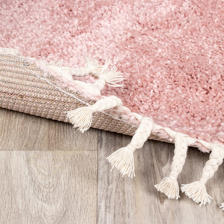 Rond hoogpolig vloerkleed - Lofty Fringe Roze - 5
